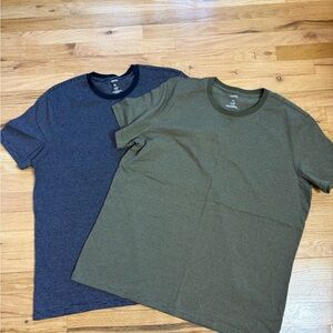 Set of Two Sonoma Men's Striped T-Shirts - Blue and Olive Size XL